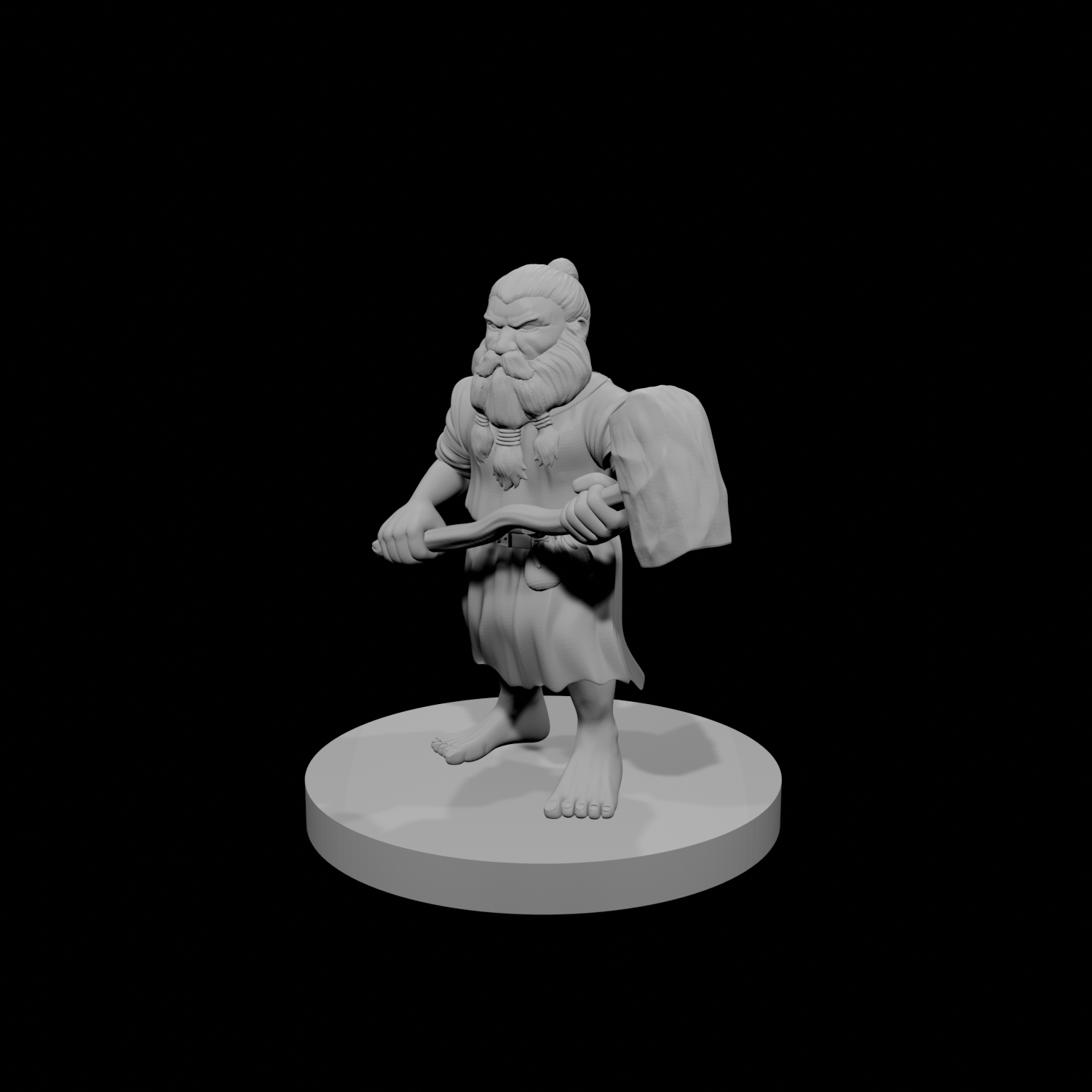 Druide Nain Mâle avec Marteau de Guerre