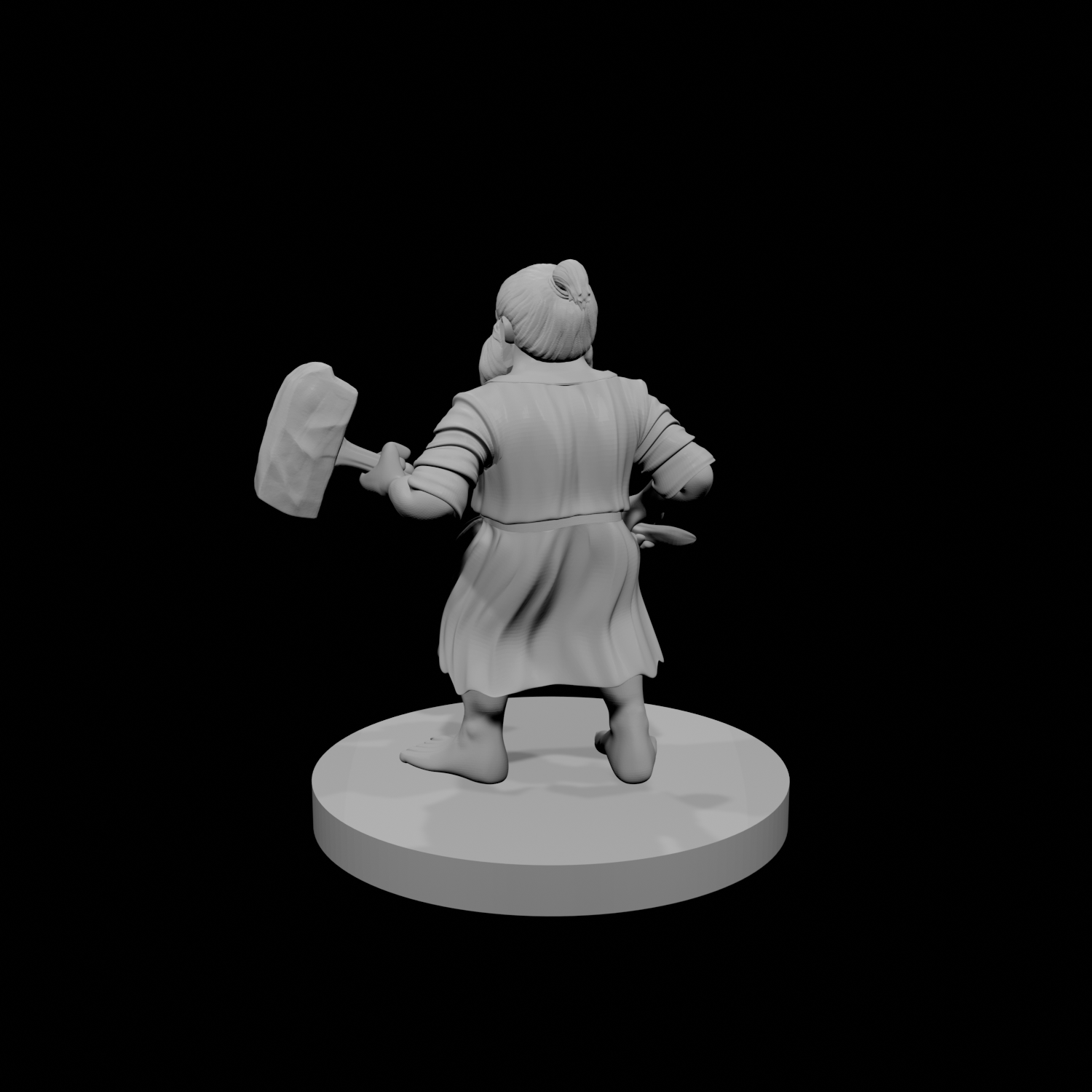 Druide Nain Mâle avec Marteau de Guerre