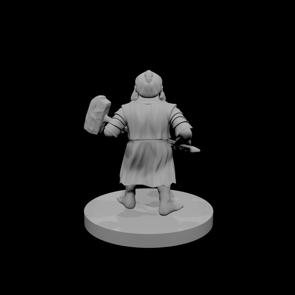 Druide Nain Mâle avec Marteau de Guerre