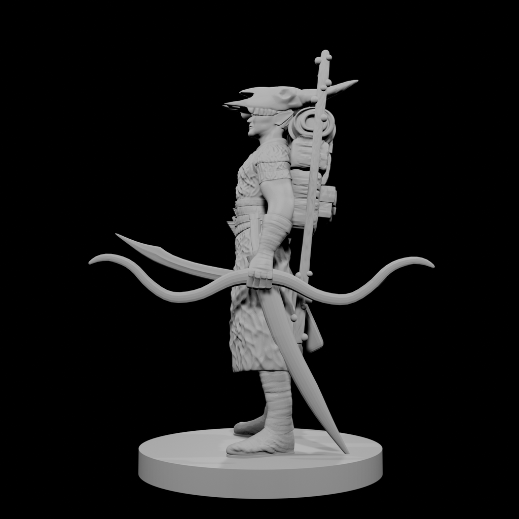Druide elfe mâle avec casque à tête de mort