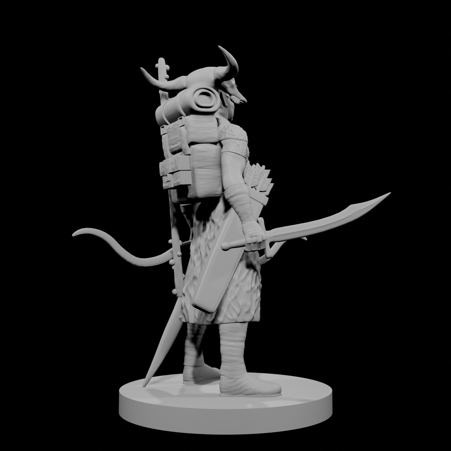 Druide elfe mâle avec casque à tête de mort
