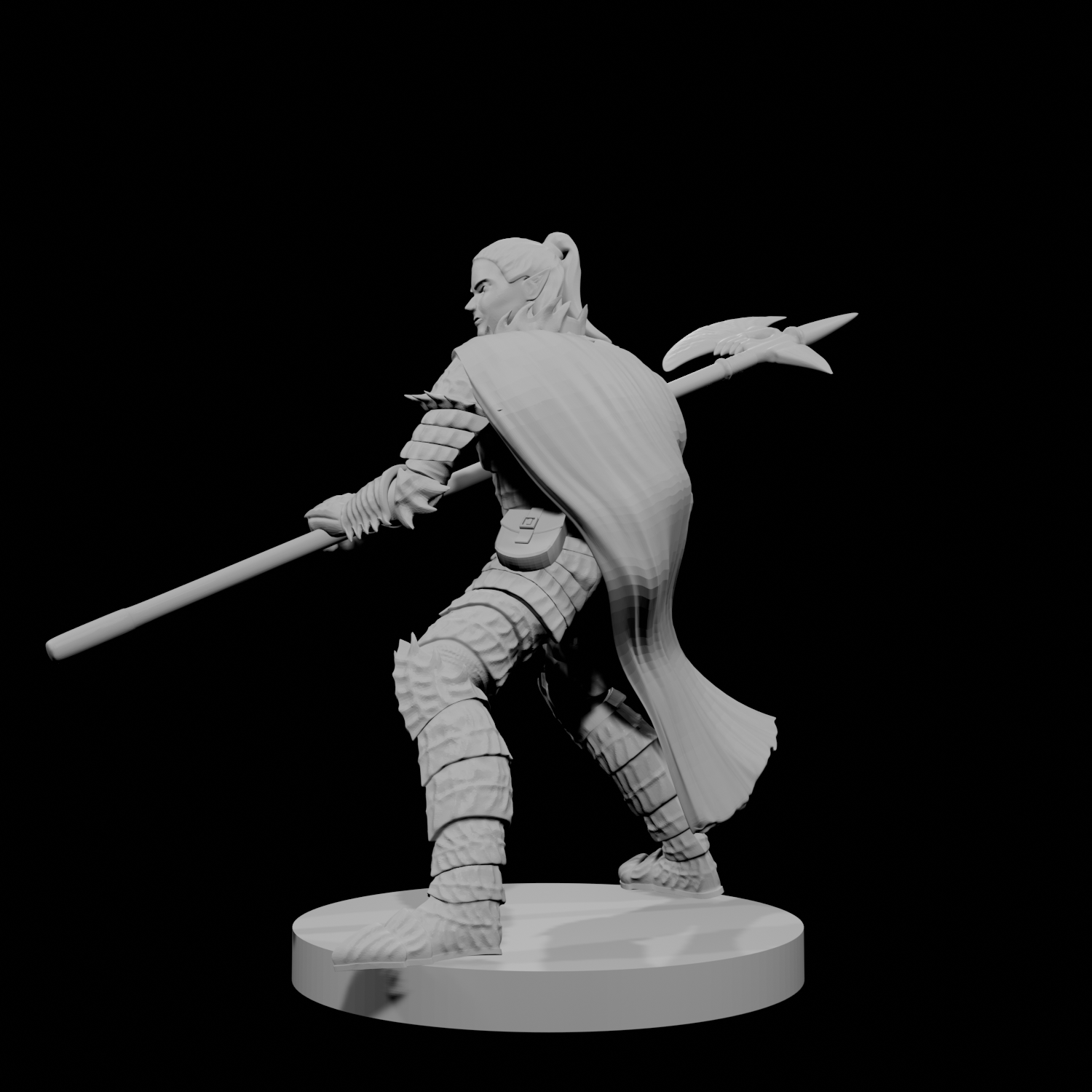 Paladin Déchu Elfe Mâle avec Hallebarde