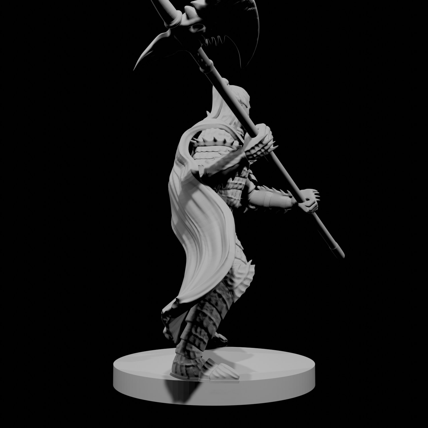 Paladin Déchu Elfe Mâle avec Hallebarde