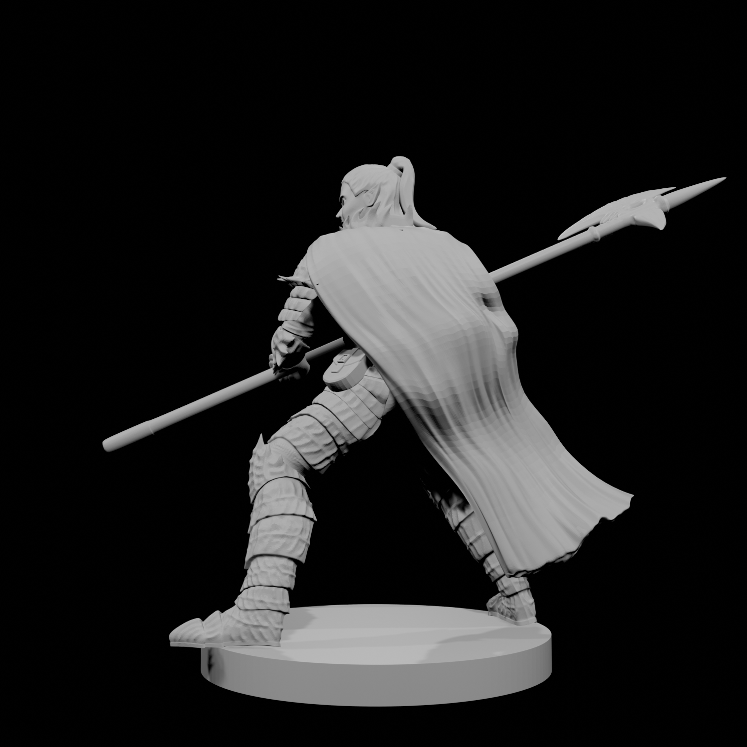 Paladin Déchu Elfe Mâle avec Hallebarde