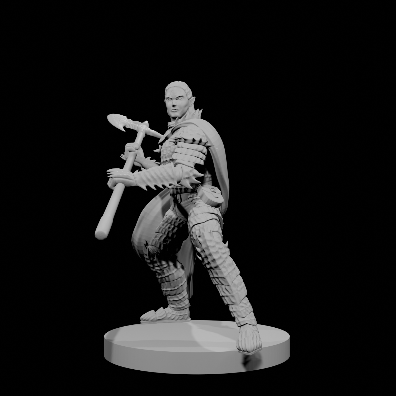 Paladin Déchu Elfe Mâle avec Hallebarde