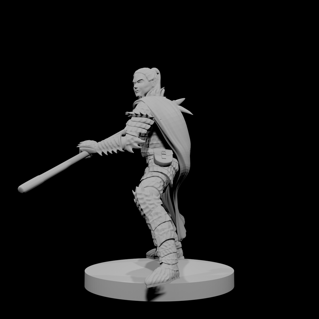 Paladin Déchu Elfe Mâle avec Hallebarde