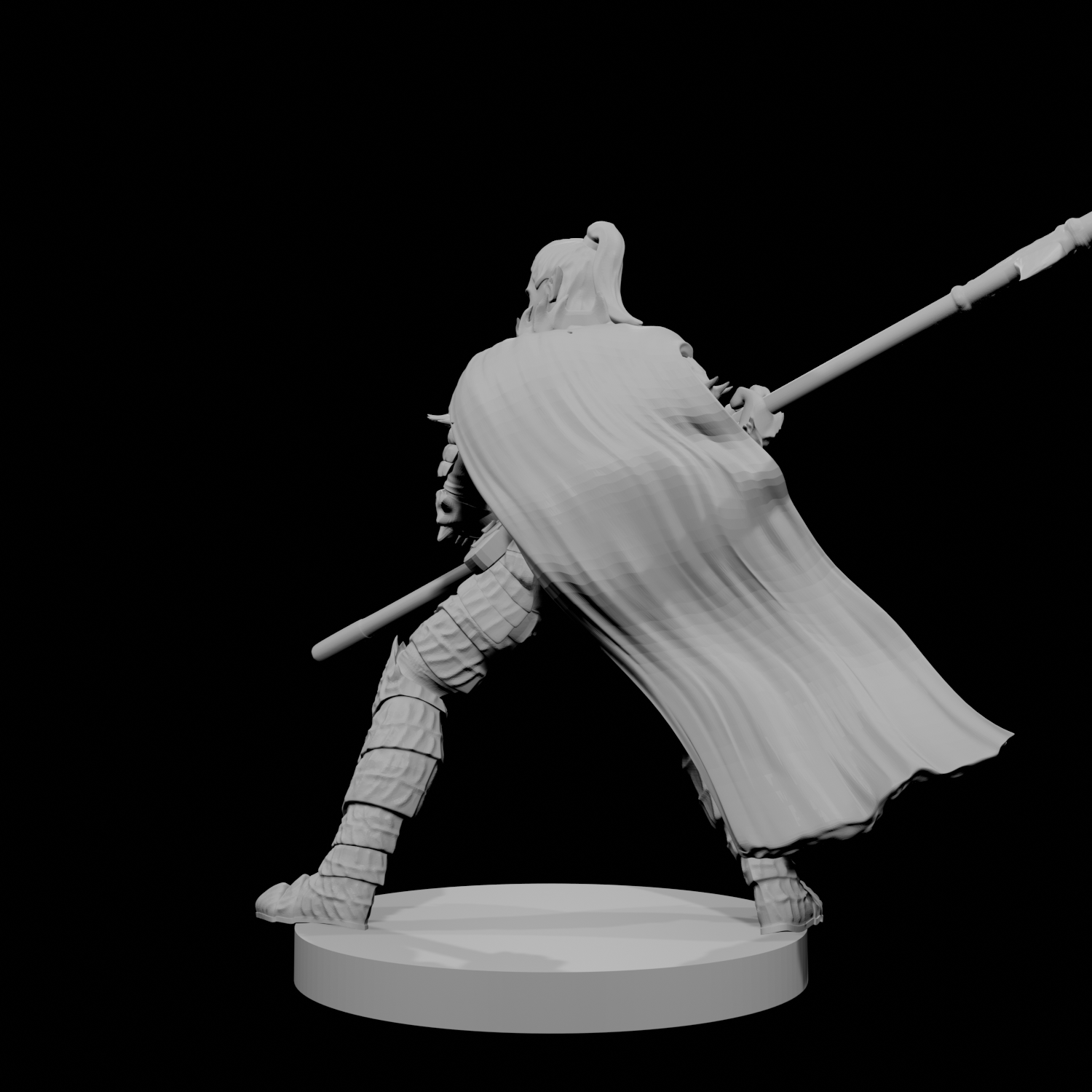 Paladin Déchu Elfe Mâle avec Hallebarde