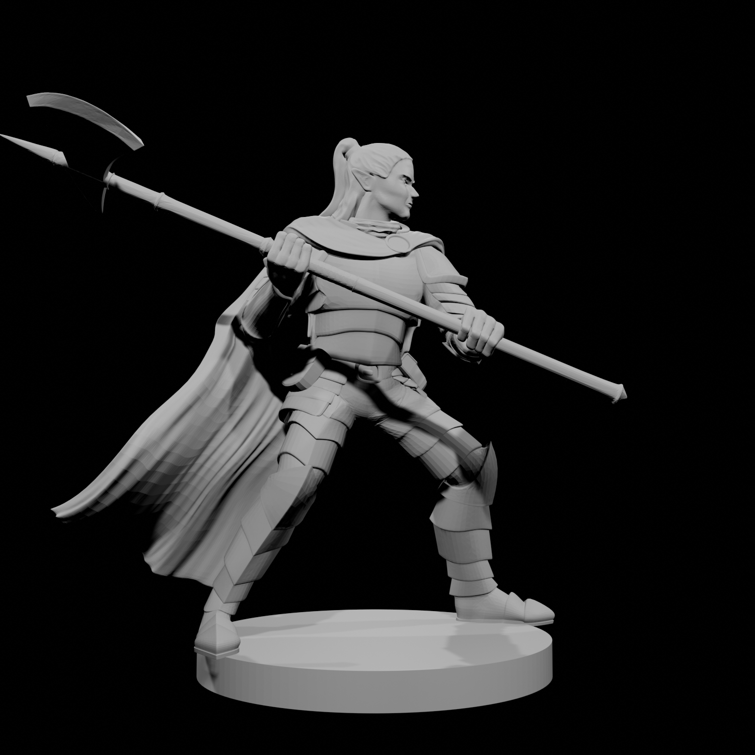 Elf Male Paladin 2 with Halberd