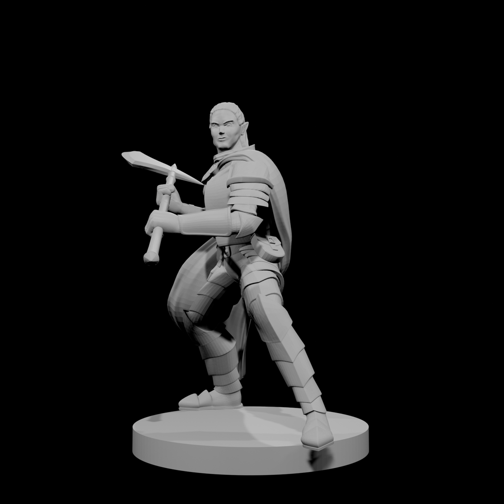 Elf Male Paladin 2 with Halberd