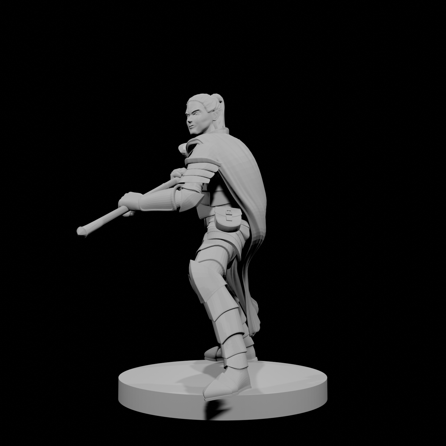 Elf Male Paladin 2 with Halberd