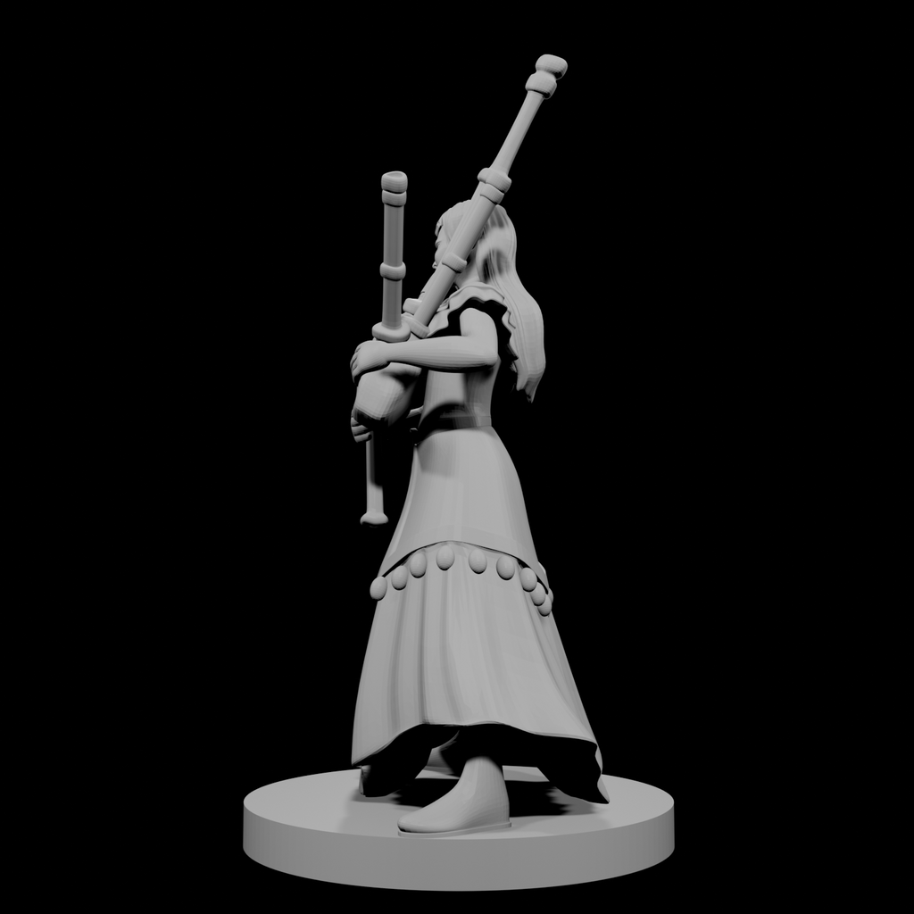 Elven Female Bard with Bagpipes