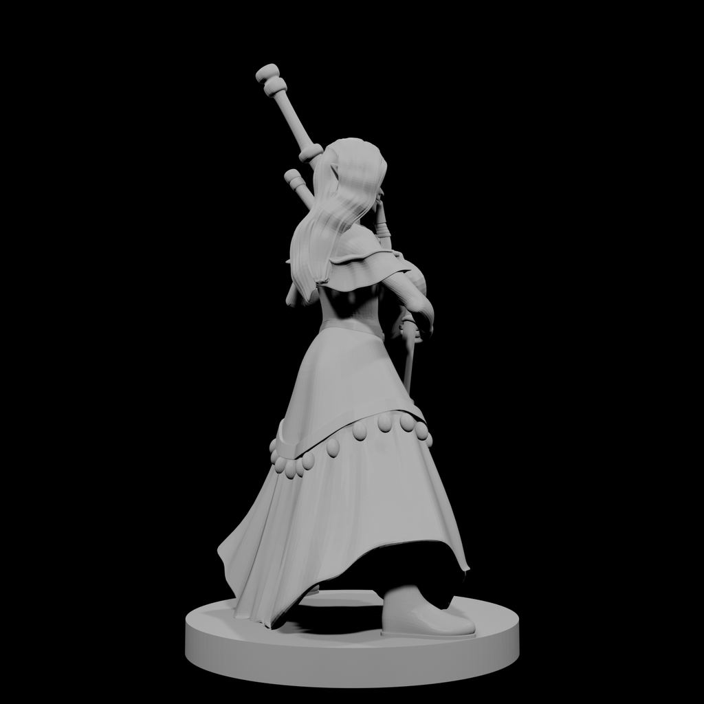 Elven Female Bard with Bagpipes