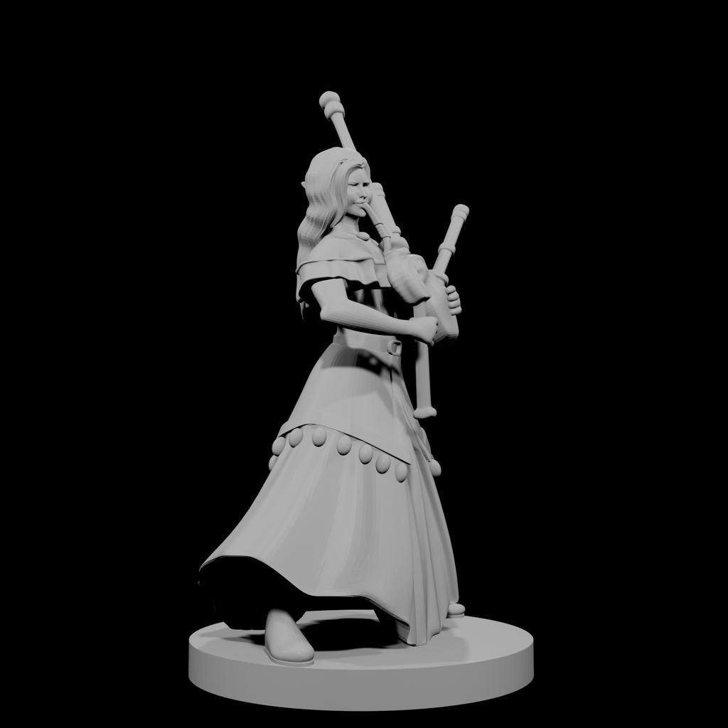 Elven Female Bard with Bagpipes