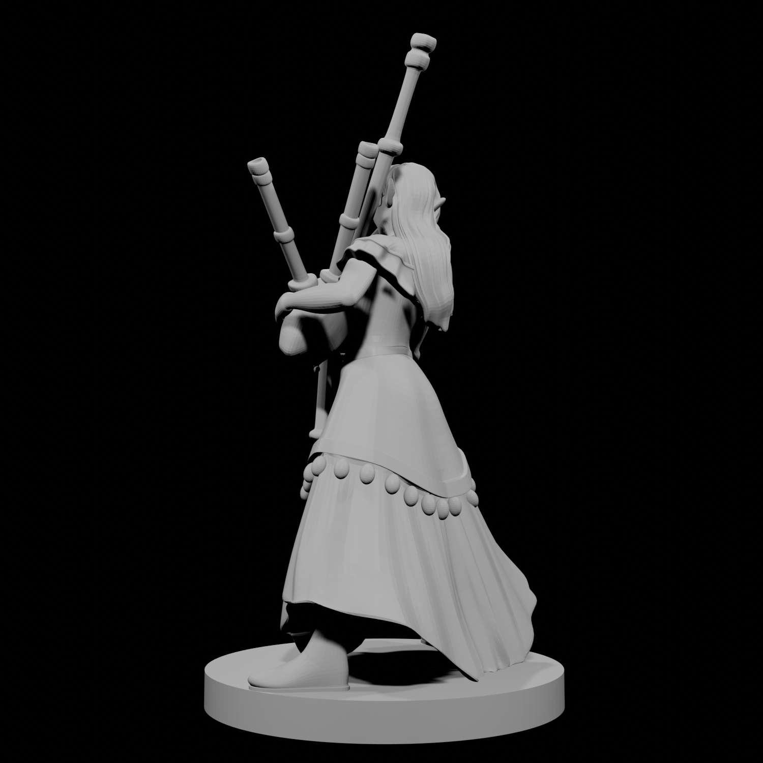 Elven Female Bard with Bagpipes