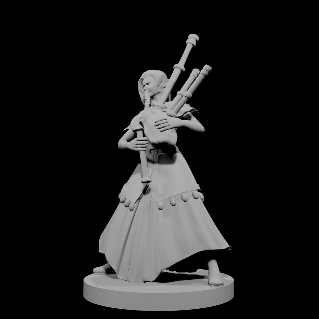 Elven Female Bard with Bagpipes