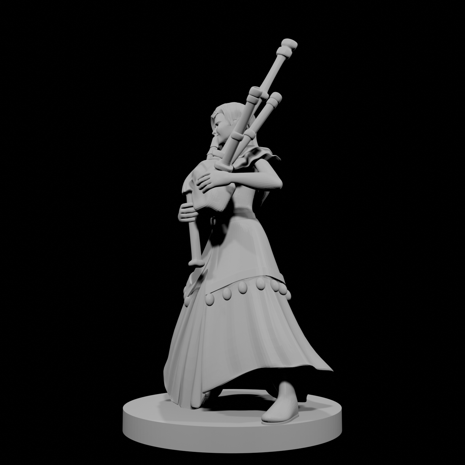Elven Female Bard with Bagpipes