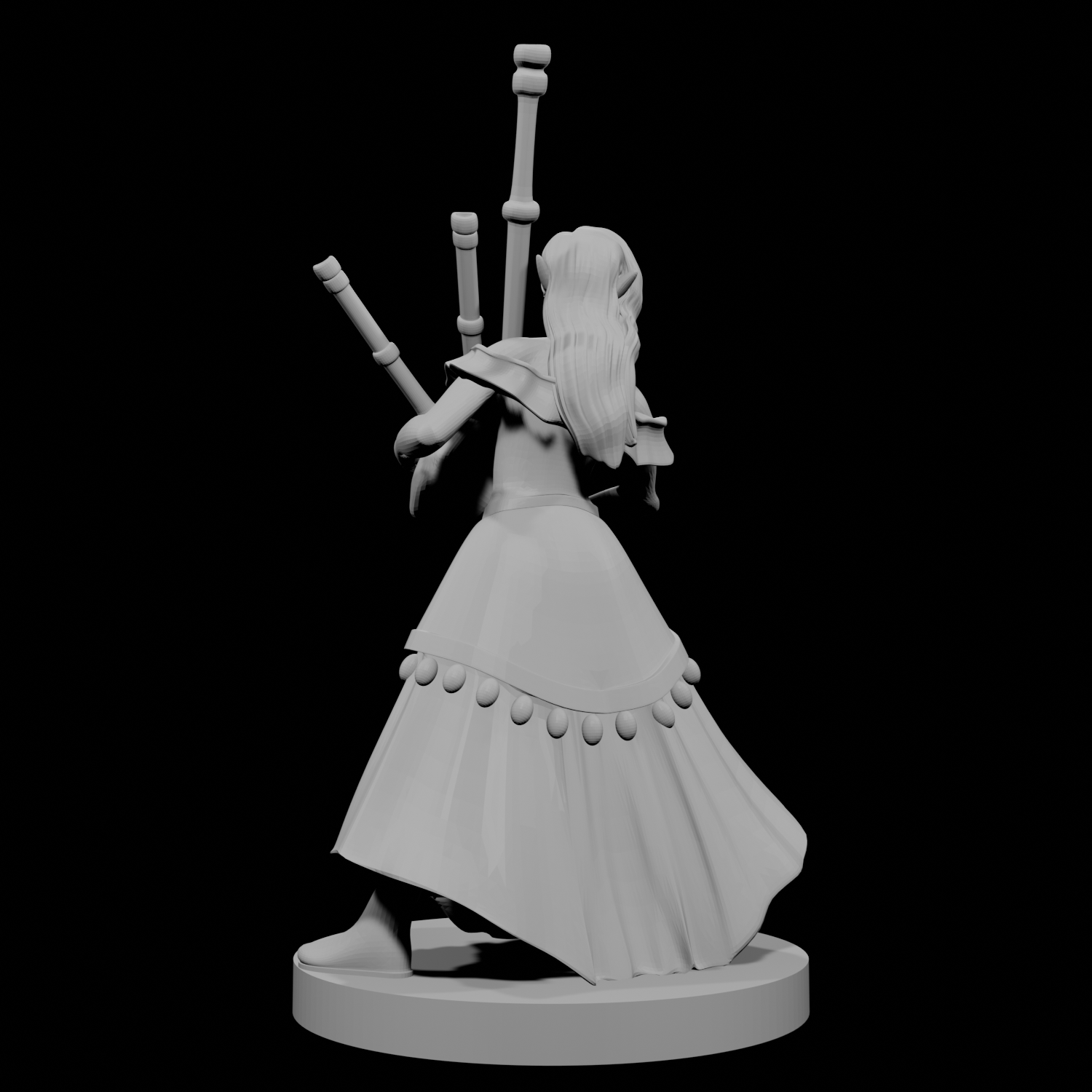 Elven Female Bard with Bagpipes