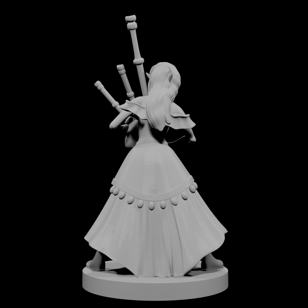Elven Female Bard with Bagpipes