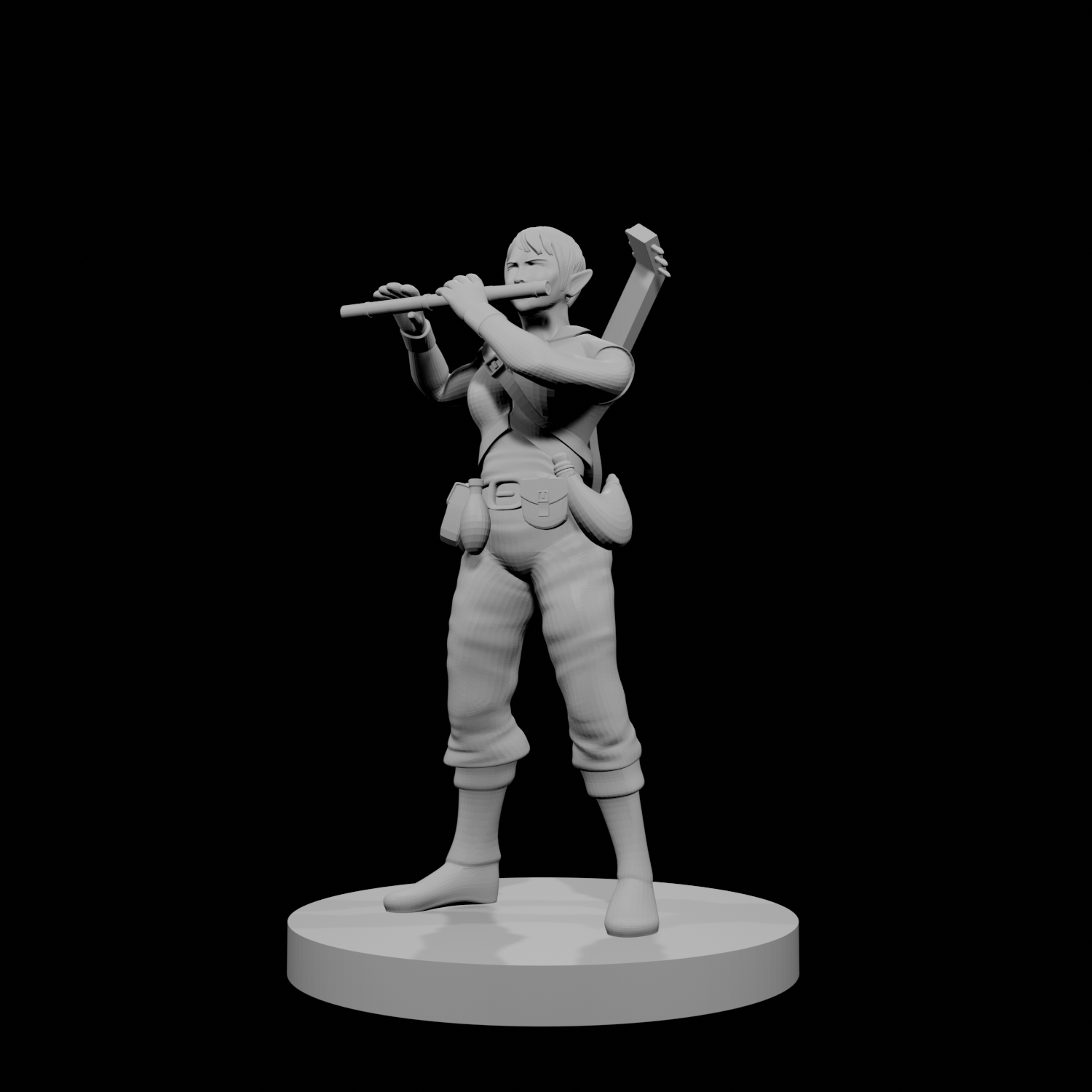 Elven Female Bard with Flute