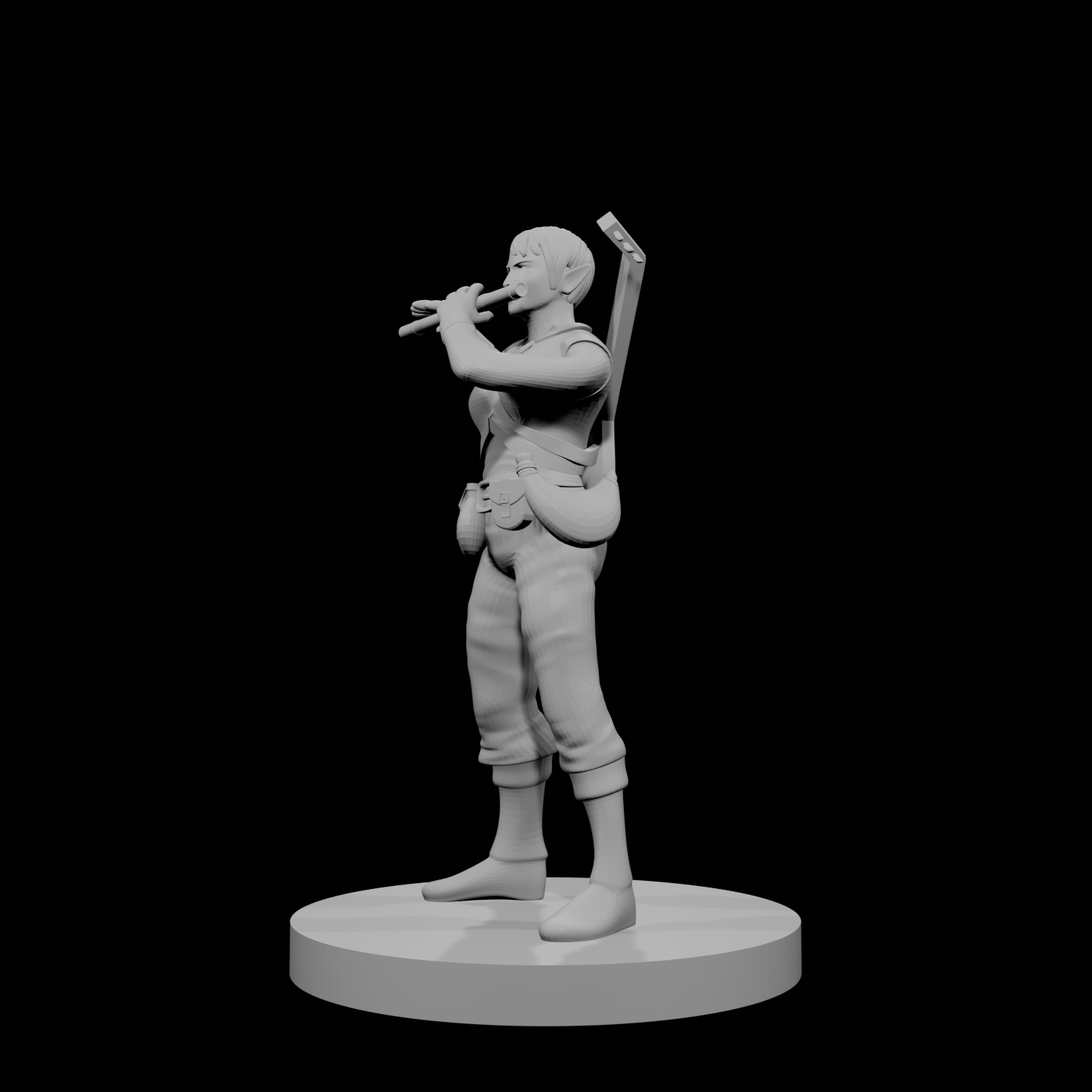 Elven Female Bard with Flute
