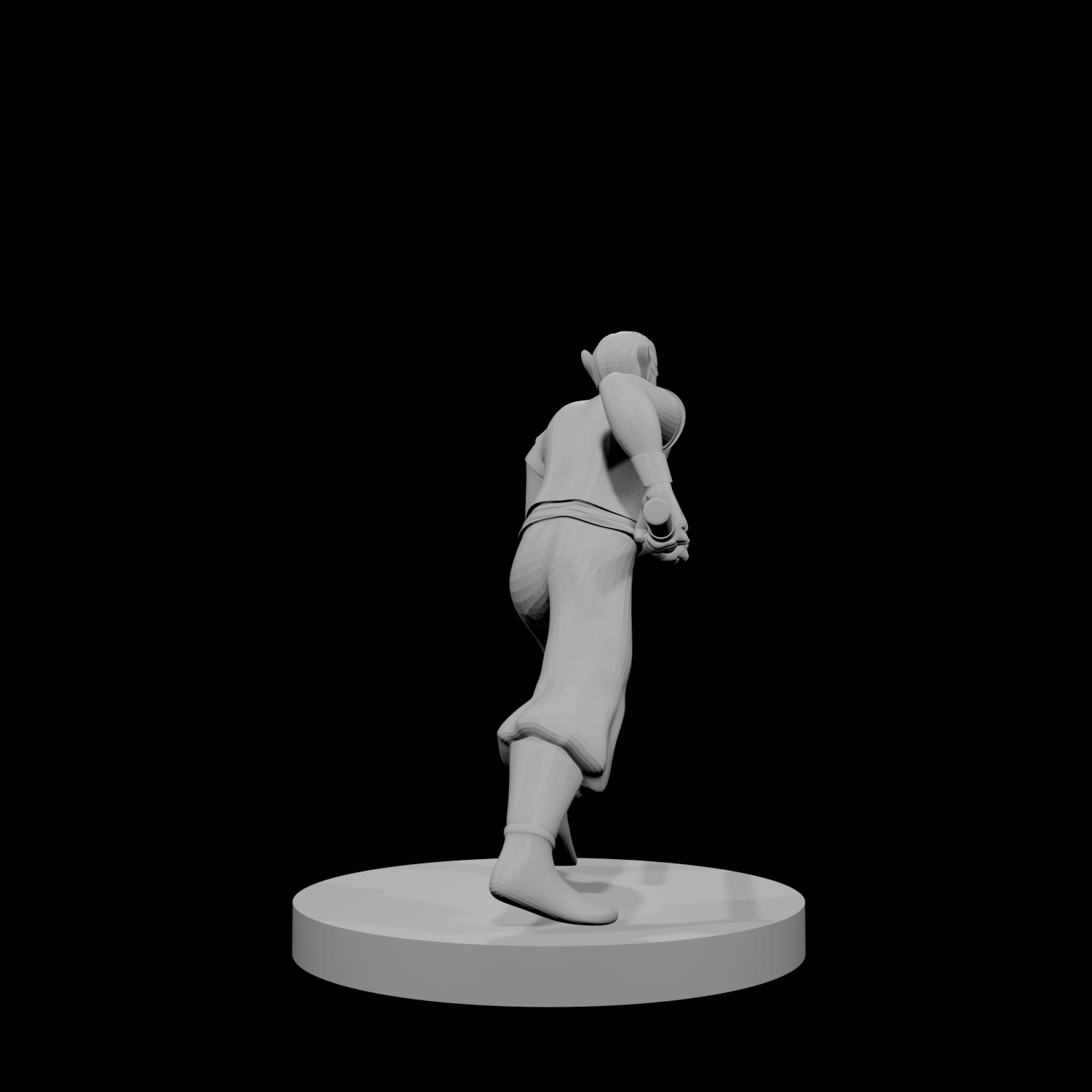 Elven Monk Running with Quarterstaff