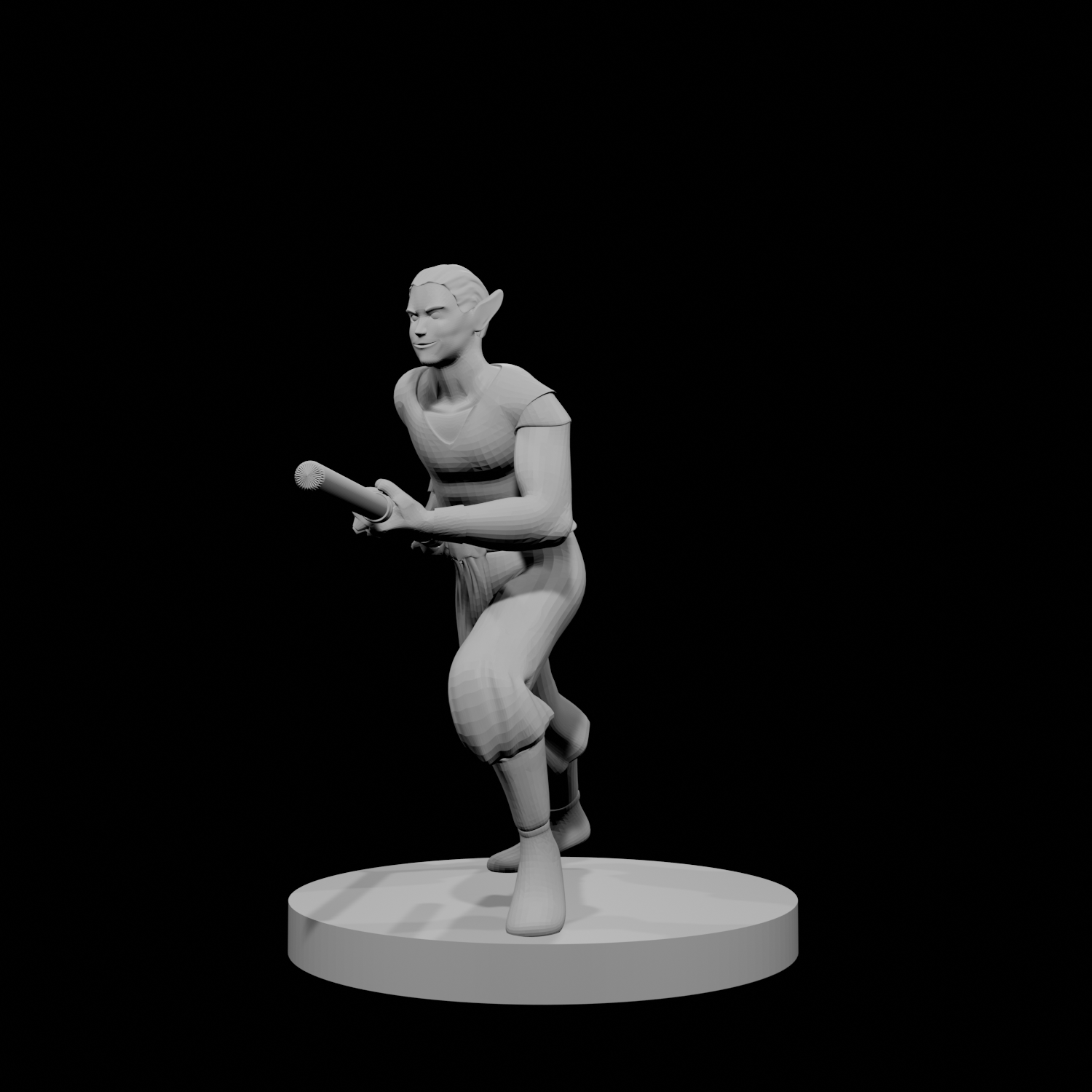 Elven Monk Running with Quarterstaff