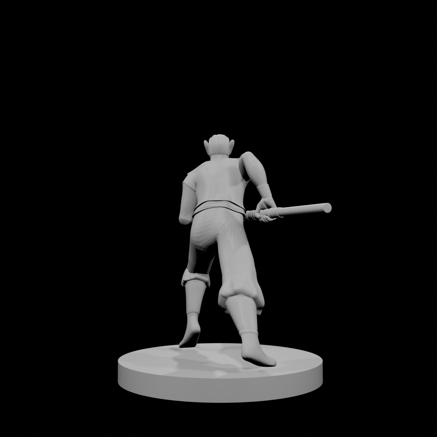 Elven Monk Running with Quarterstaff