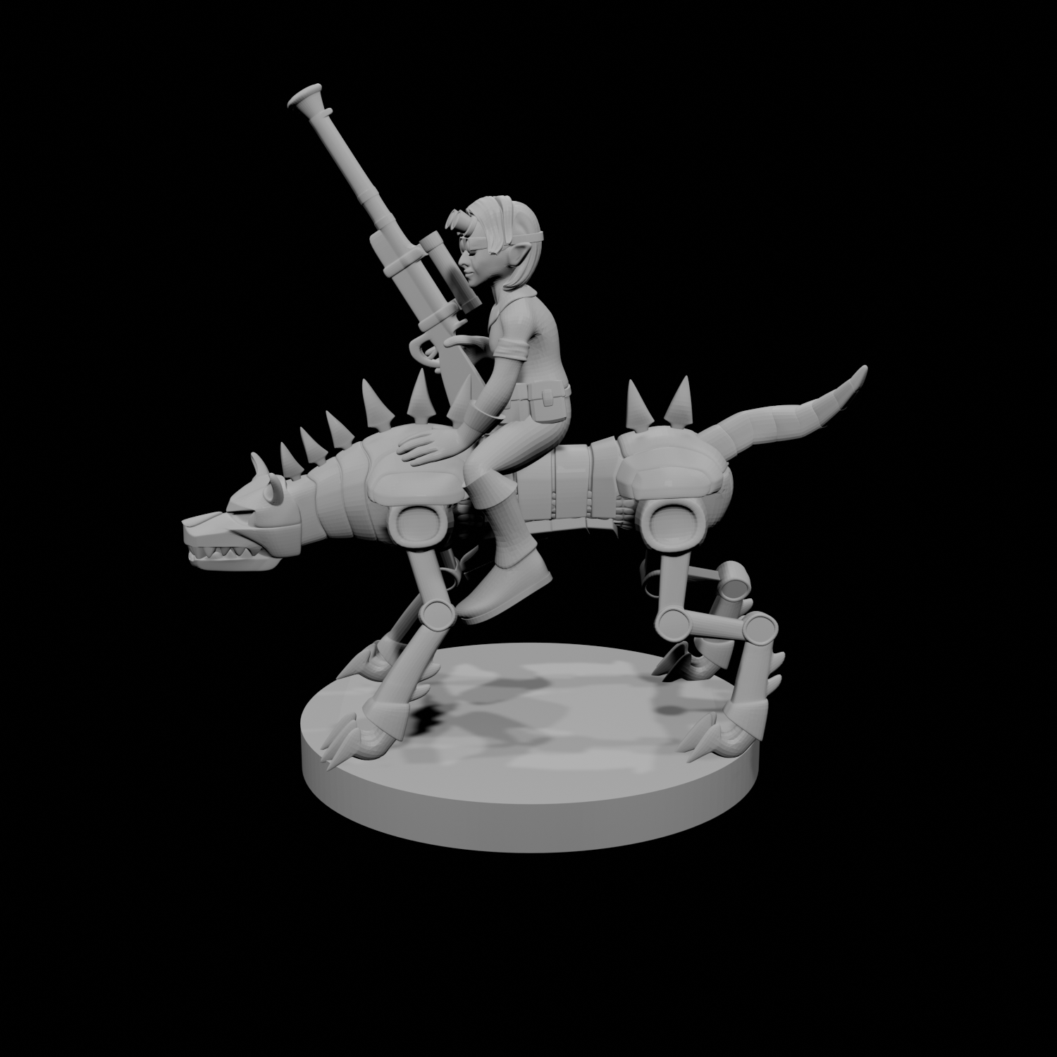 Female Gnome Artificer with Iron Dog Mount