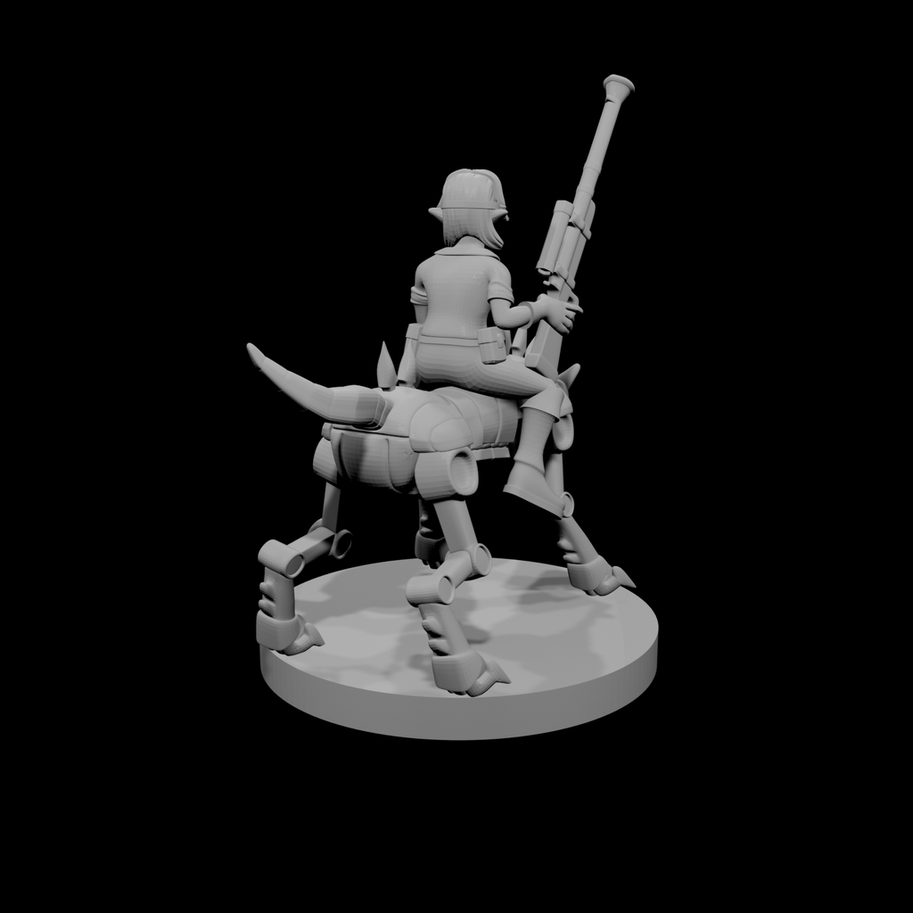 Female Gnome Artificer with Iron Dog Mount