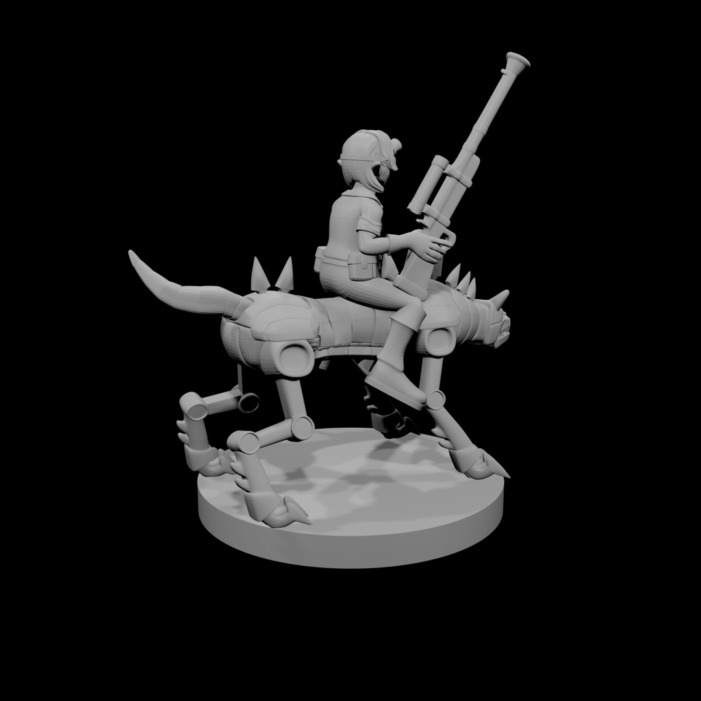Female Gnome Artificer with Iron Dog Mount