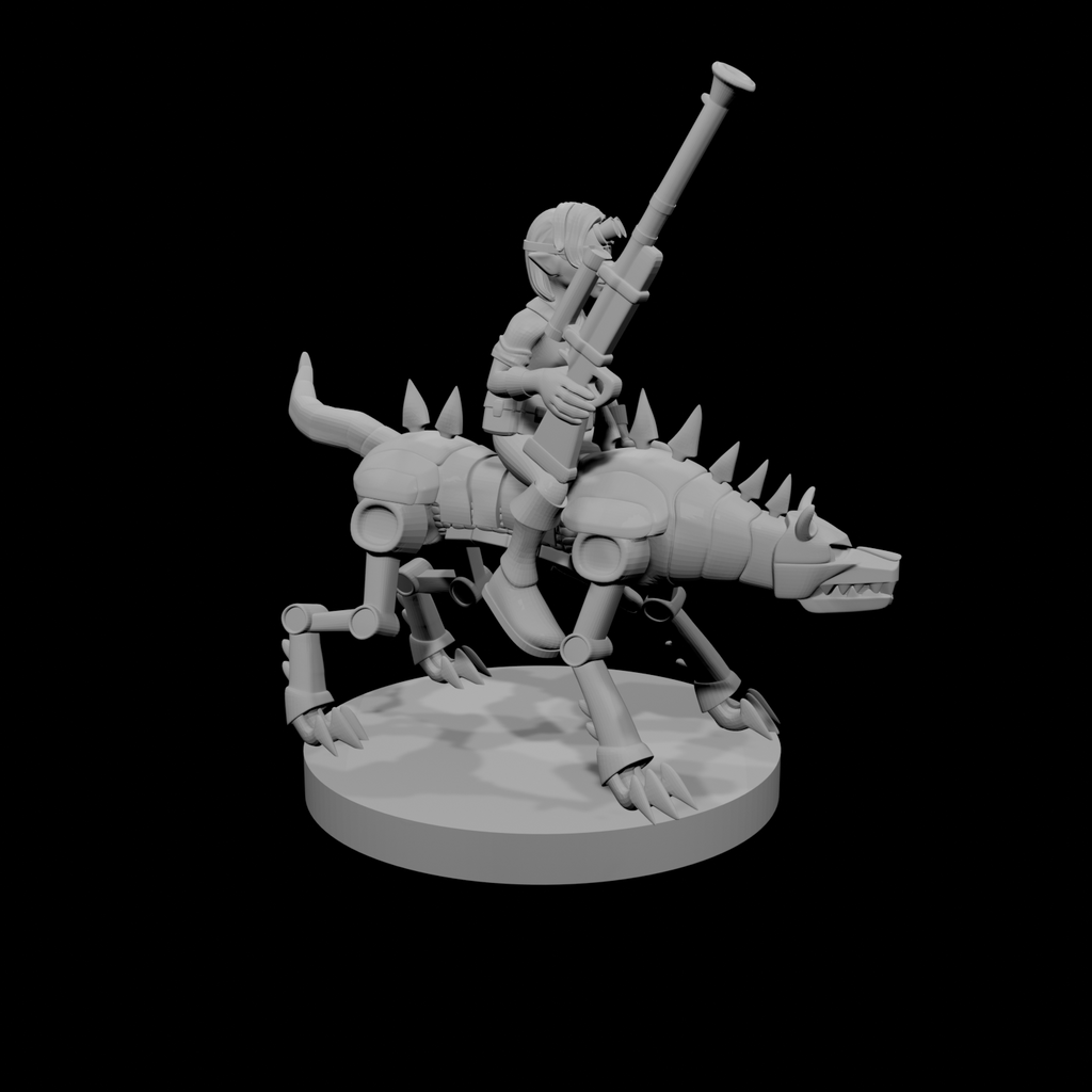 Female Gnome Artificer with Iron Dog Mount