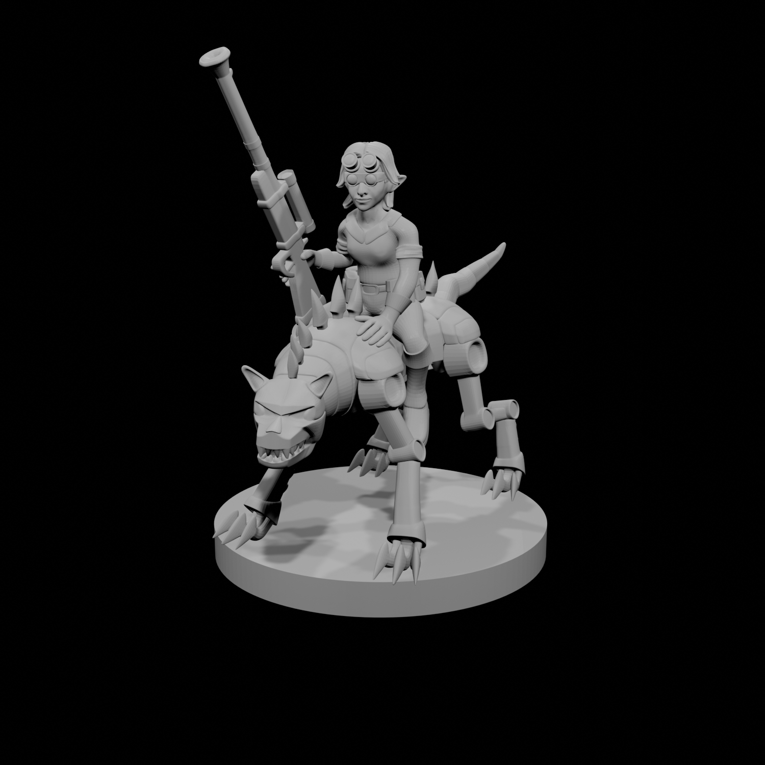Female Gnome Artificer with Iron Dog Mount