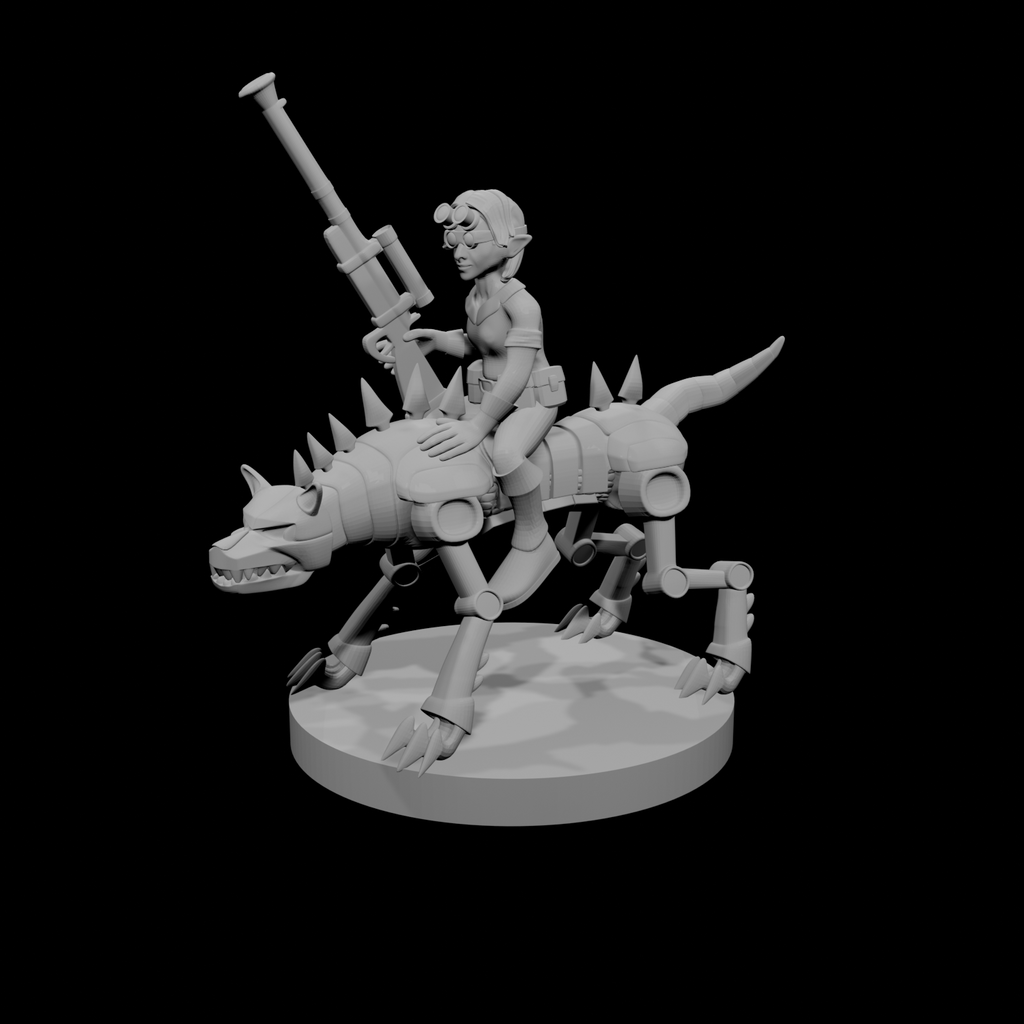 Female Gnome Artificer with Iron Dog Mount