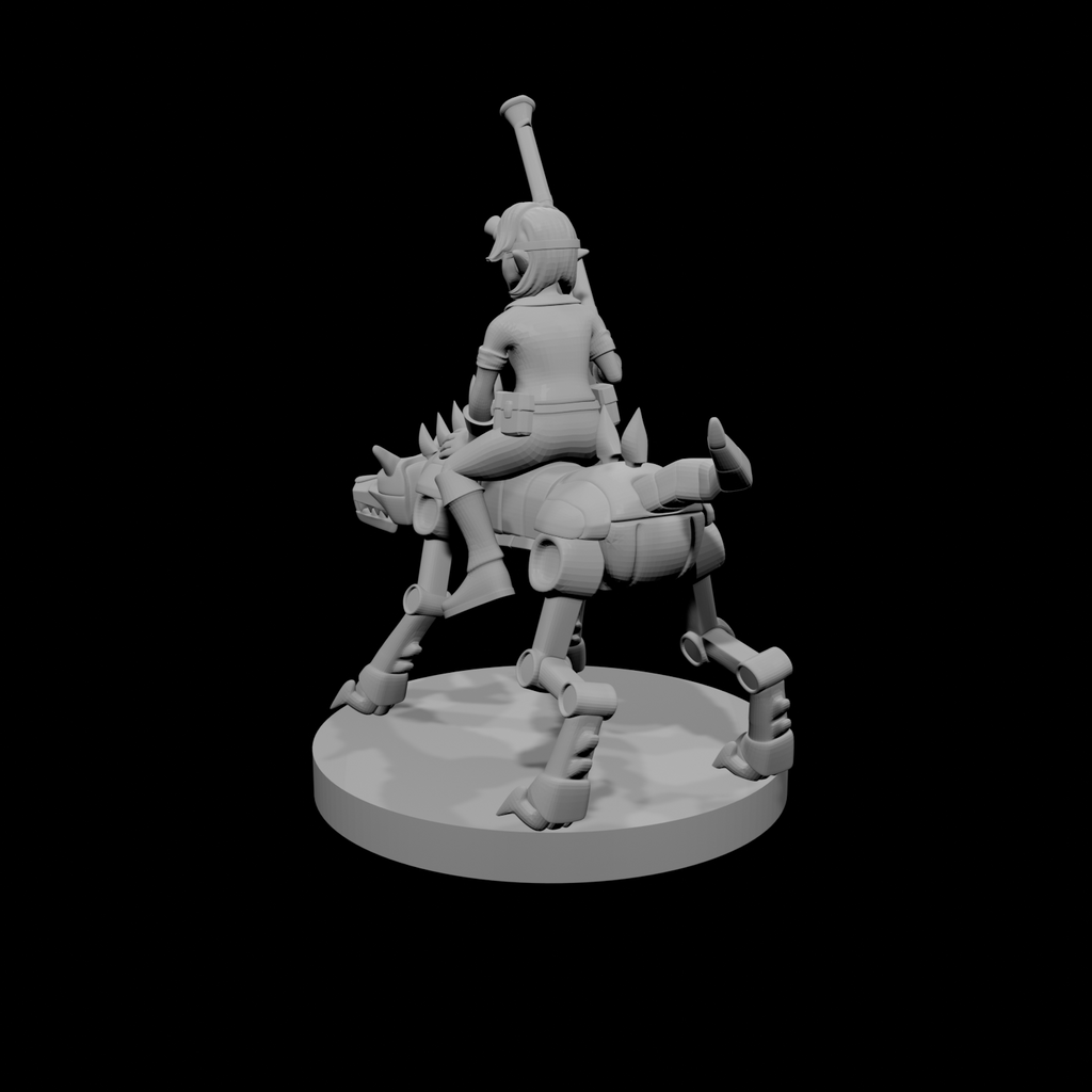Female Gnome Artificer with Iron Dog Mount