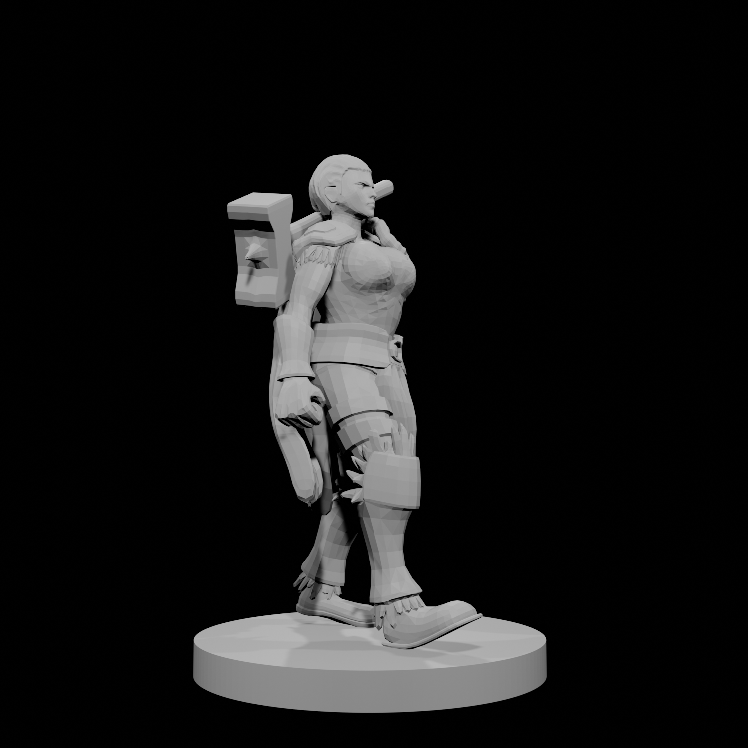 Female Human Barbarian with Hammer