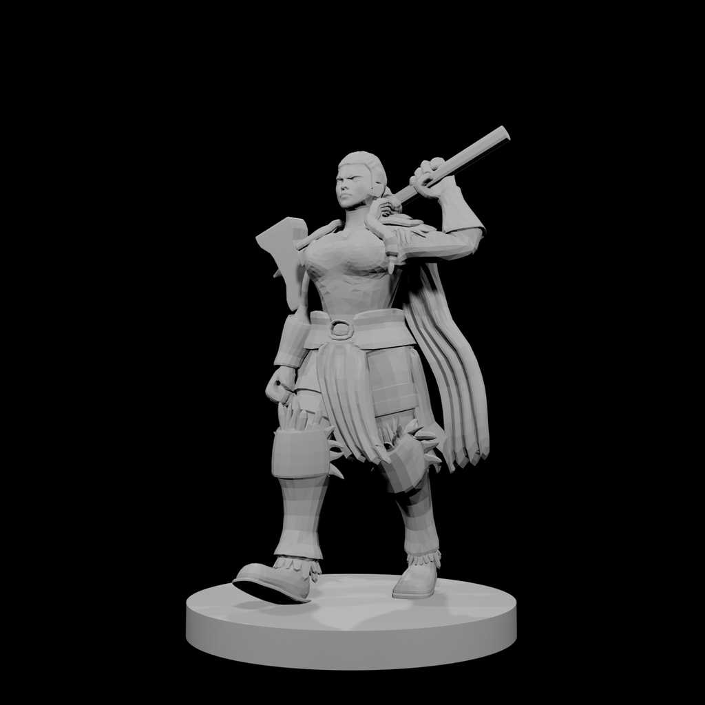 Female Human Barbarian with Hammer
