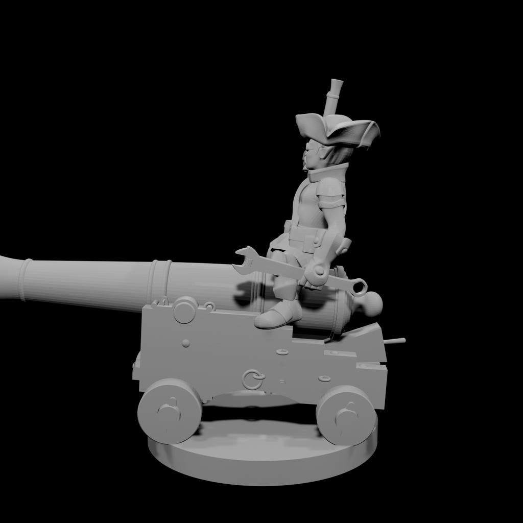 Gnome Male Artillerist Artificer on a cannon