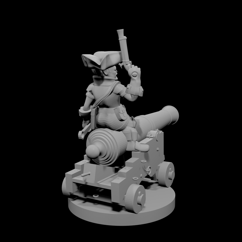 Gnome Male Artillerist Artificer on a cannon