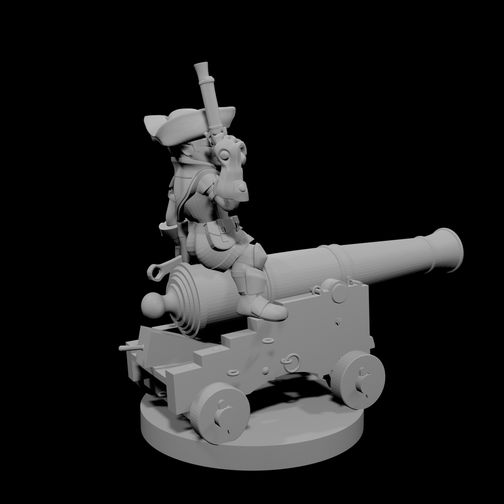 Gnome Male Artillerist Artificer on a cannon