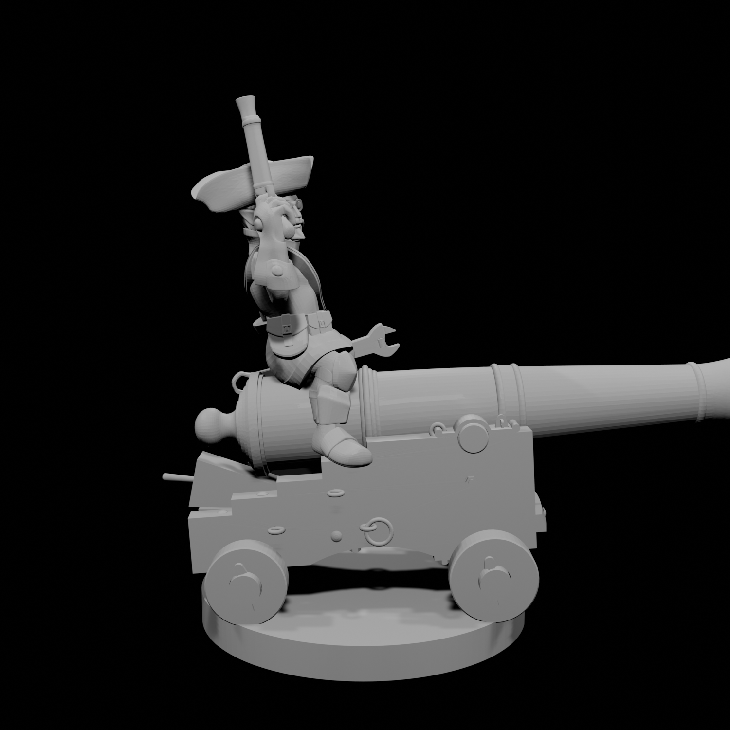 Gnome Male Artillerist Artificer on a cannon