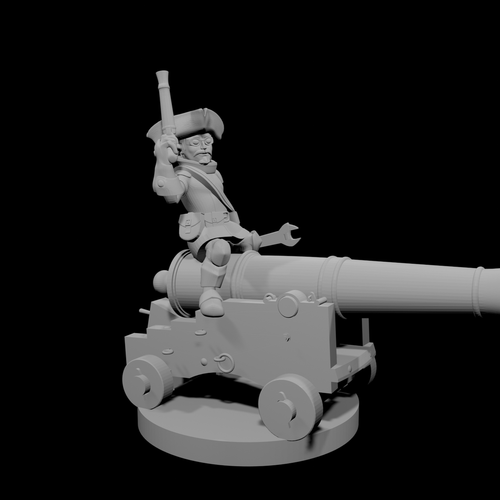 Gnome Male Artillerist Artificer on a cannon