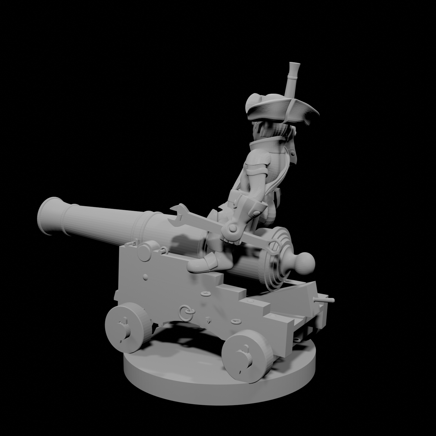 Gnome Male Artillerist Artificer on a cannon