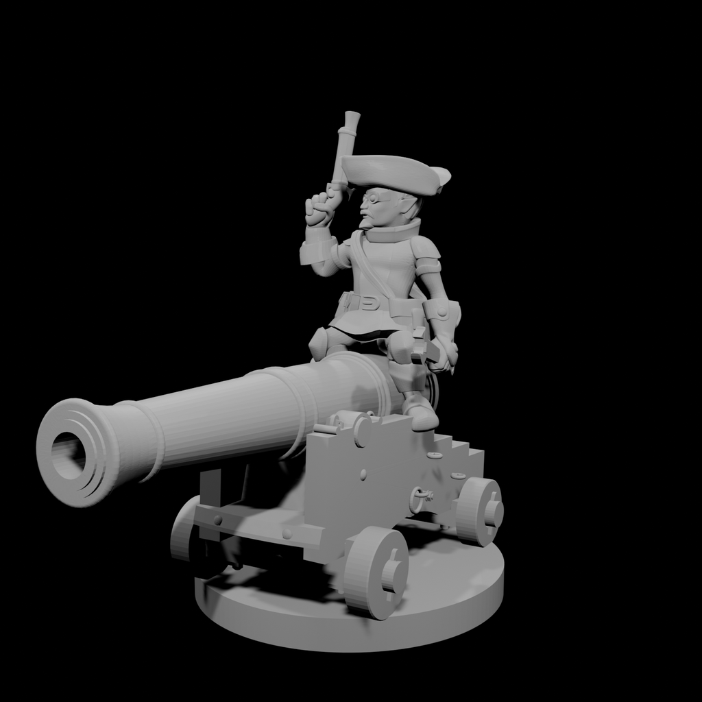 Gnome Male Artillerist Artificer on a cannon