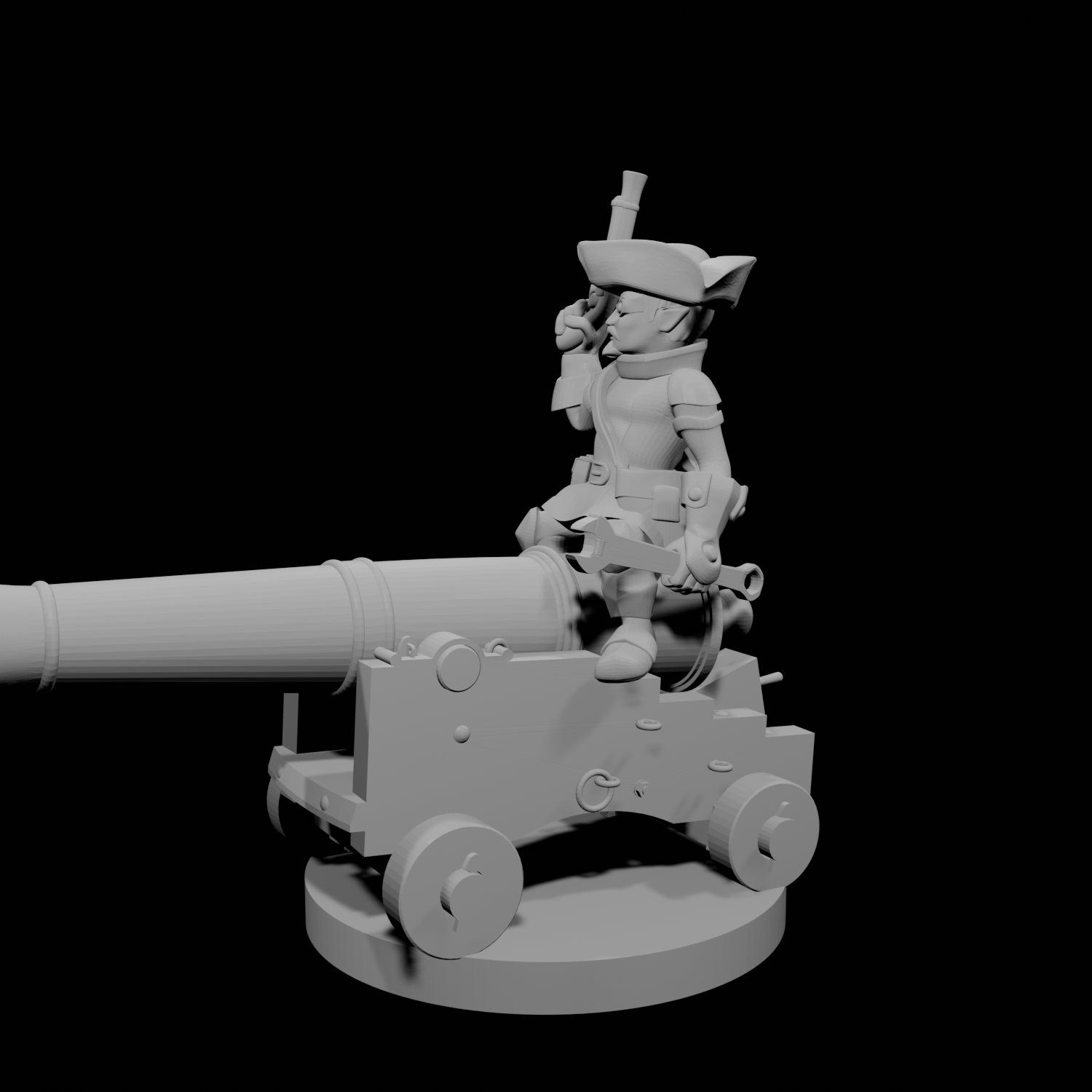 Gnome Male Artillerist Artificer on a cannon