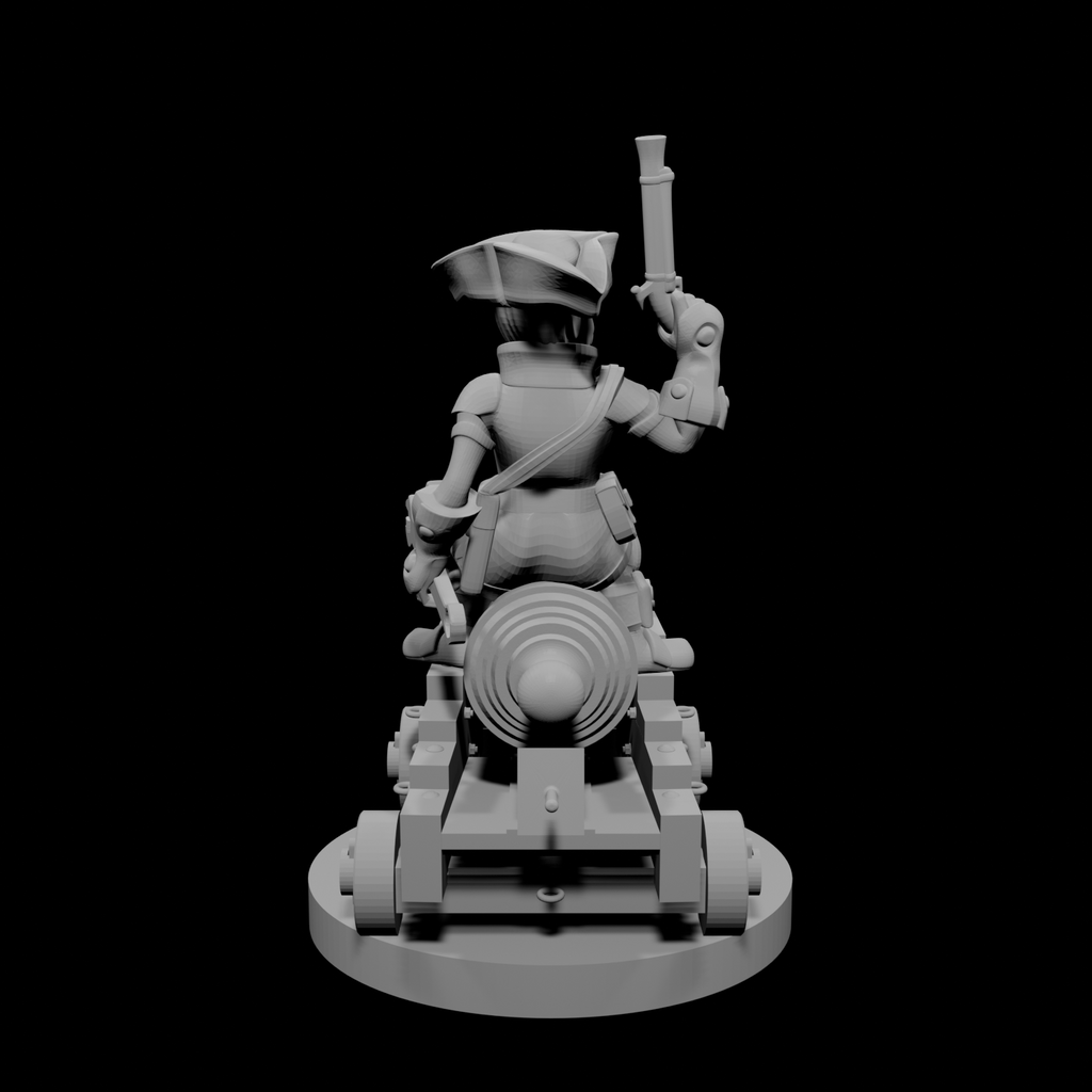 Gnome Male Artillerist Artificer on a cannon