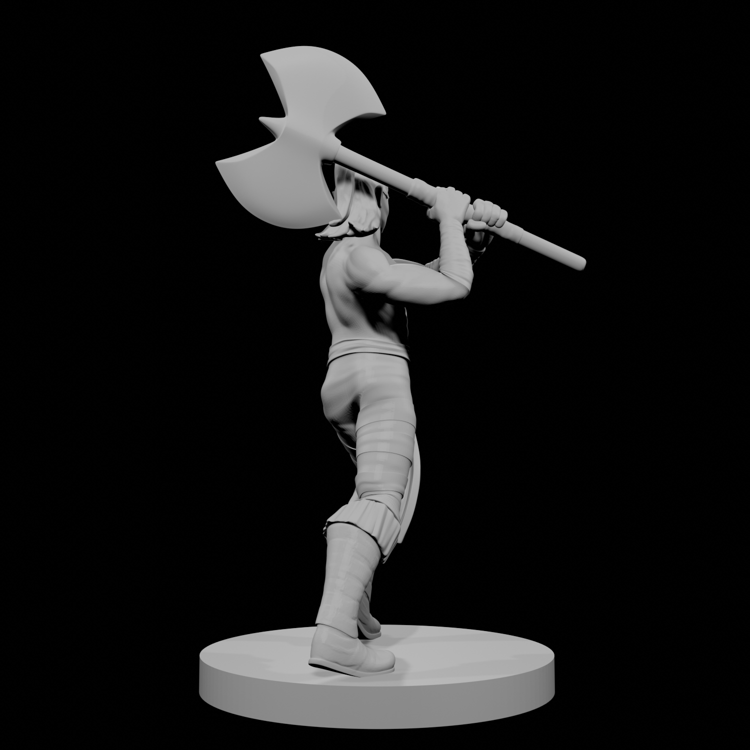 Half Elf Male Barbarian with Great Axe