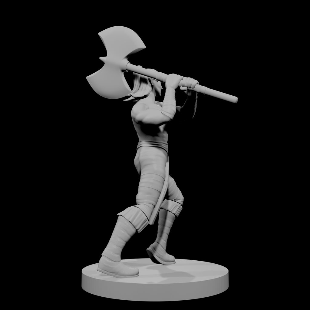 Half Elf Male Barbarian with Great Axe