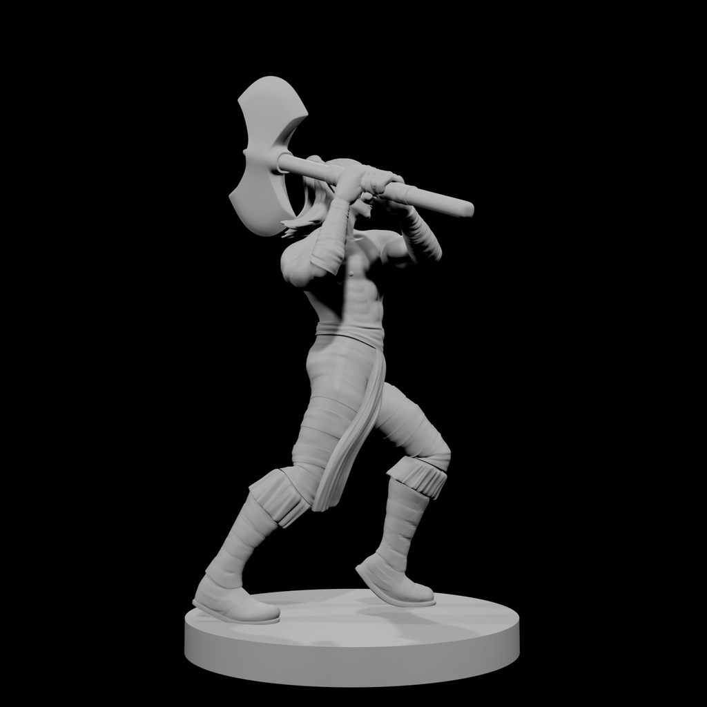 Half Elf Male Barbarian with Great Axe
