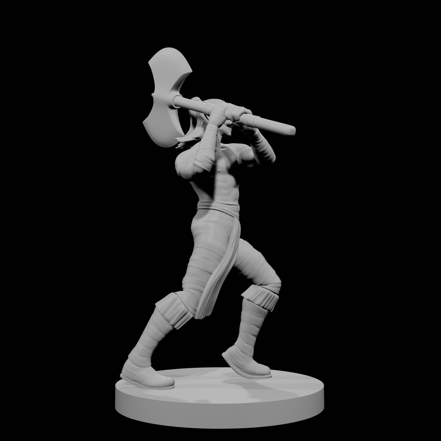 Half Elf Male Barbarian with Great Axe