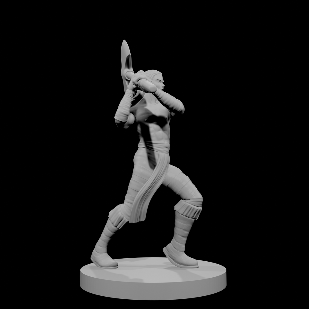 Half Elf Male Barbarian with Great Axe